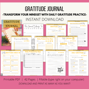 Gratitude Journal, gratitude workbooks, therapy handouts.