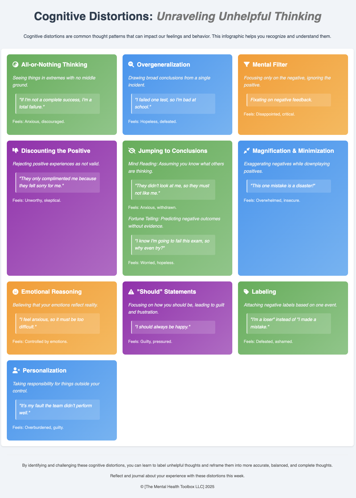 Cognitive Distortions Therapy Handout